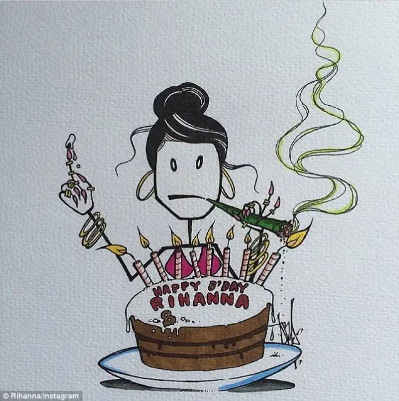 rihanna posta il disegno su instagram