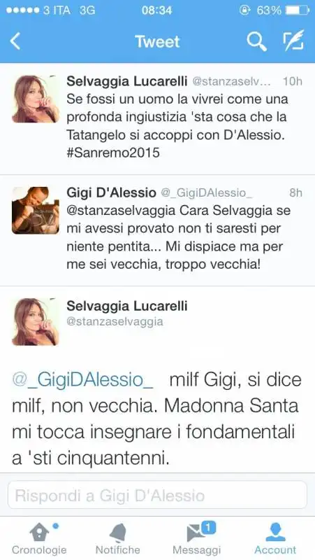 SCAZZO TWITTER TRA SELVAGGIA LUCARELLI E GIGI DALESSIO