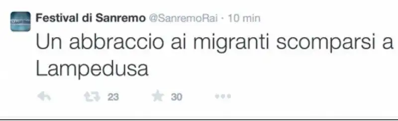 tweet sui migranti del festival di sanremo