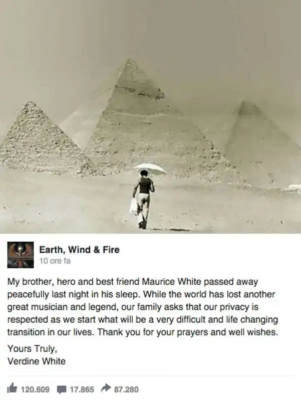 ADDIO A MAURICE WHITE