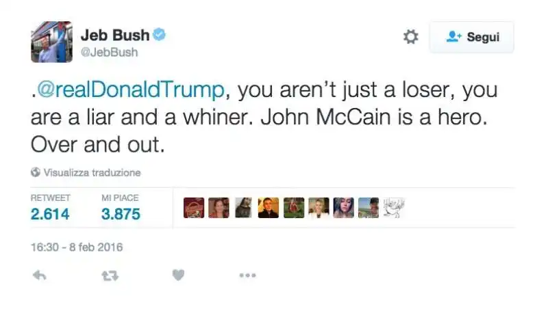 il tweet di jeb bush contro trump