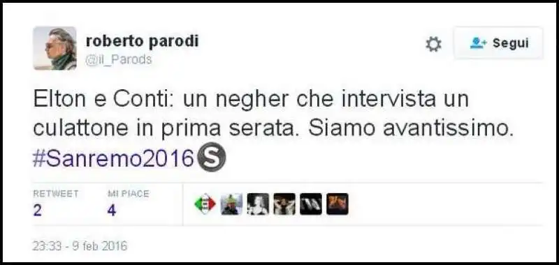 IL TWEET DI ROBERTO PARODI