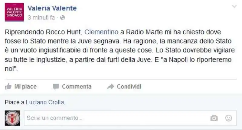 POST VALENTE SU FB