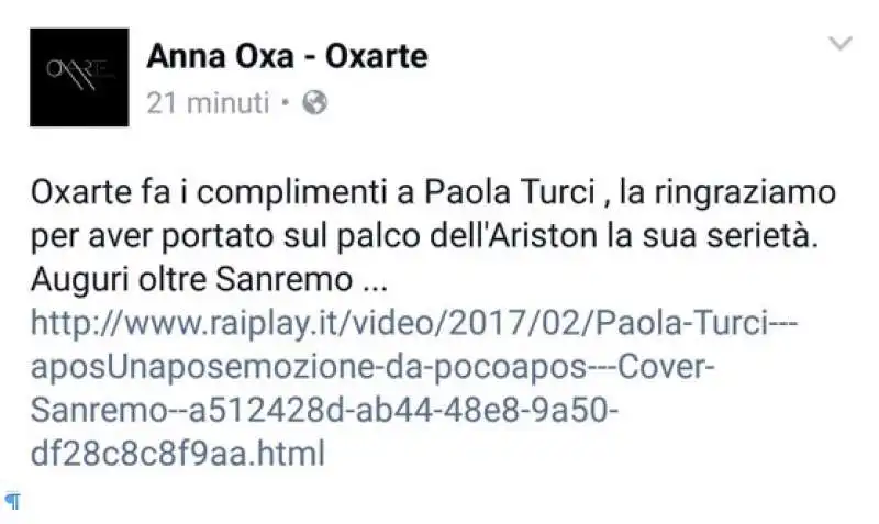 anna oxa su paola turci