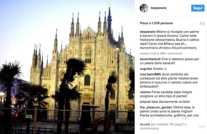 BEPPE SALA SULLE PALME DI MILANO AL DUOMO