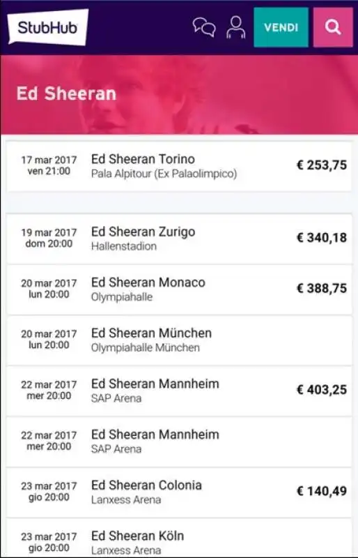 BIGLIETTI PER IL CONCERTO DI ED SHEERAN