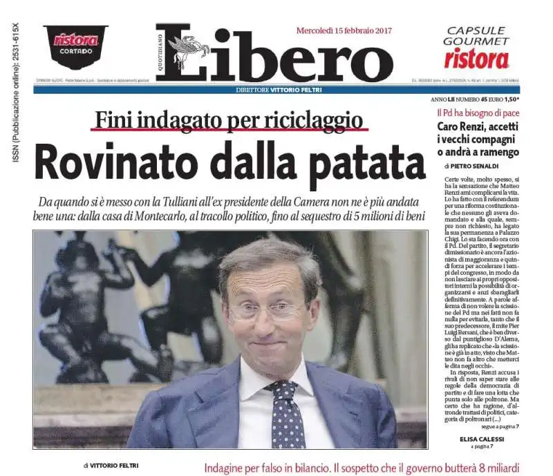 LA PRIMA PAGINA DI LIBERO SU GIANFRANCO FINI