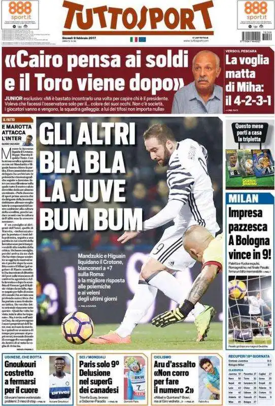 la prima pagina di tuttosport contro cairo