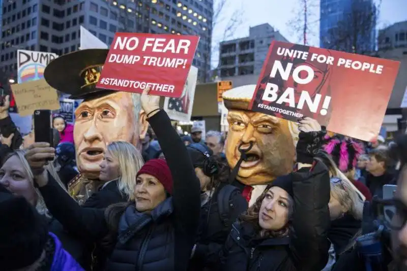 PROTESTE CONTRO IL TRUMP BAN A SEATTLE