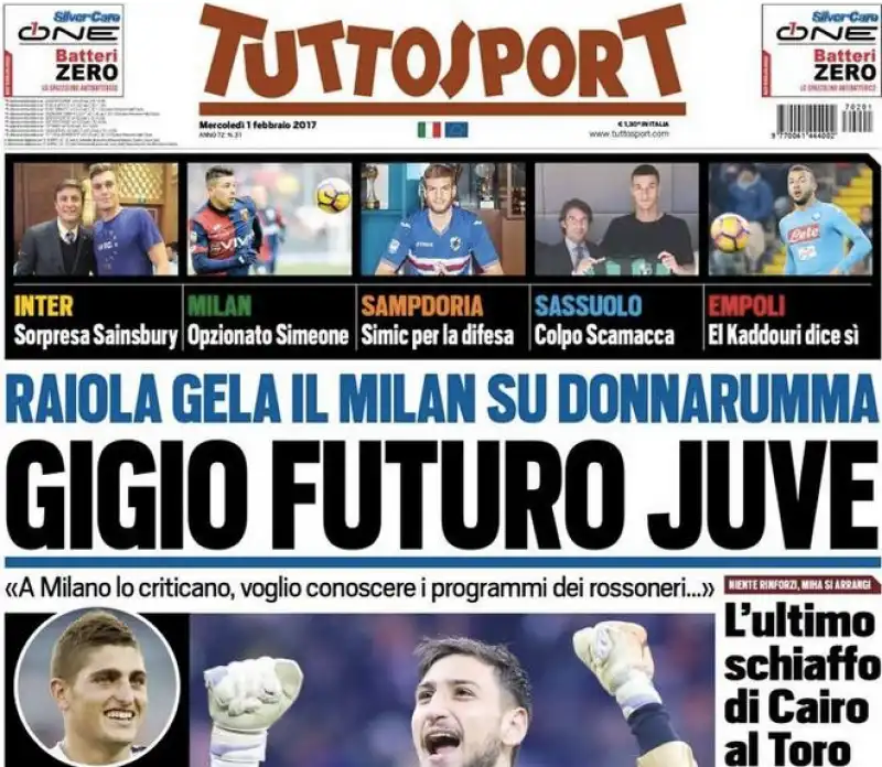 tuttosport 1 febbraio 2017 contro cairo