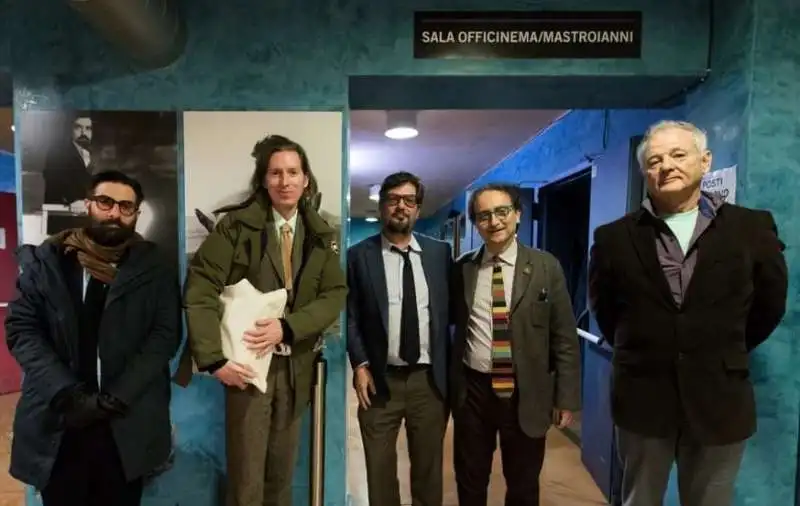 wes anderson, bill murray, jason schwartzman e roman coppola alla proiezione di l’isola dei cani a roma