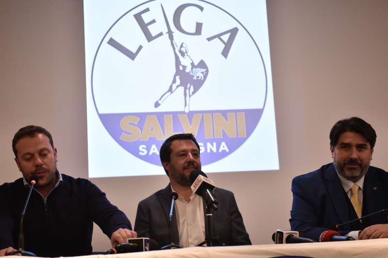 eugenio zoffili matteo salvini christian solinas dopo la vittoria del centrodestra in sardegna