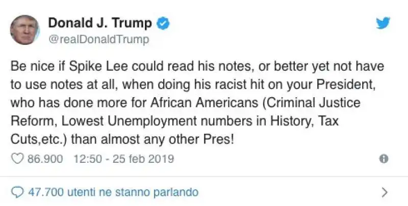 il tweet di trump