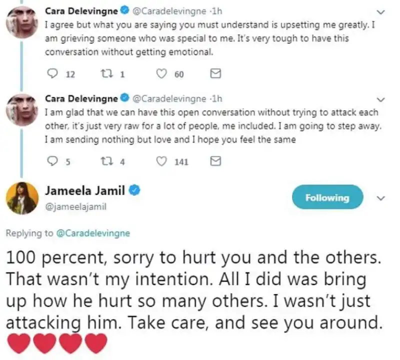 lo scambio di messaggi tra cara delevingne e jameela jamil  3