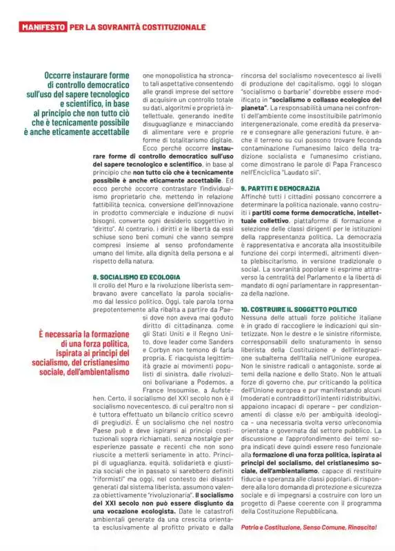 manifesto per la sovranita' costituzionale 1