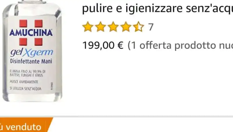 amuchina a 199 euro su amazon