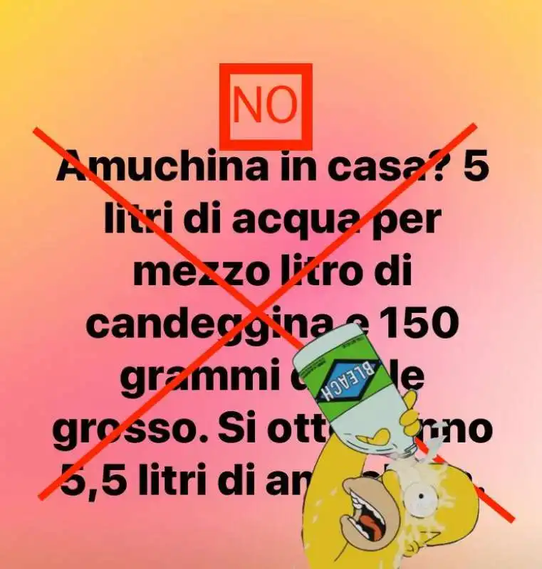 amuchina con candeggina no grazie