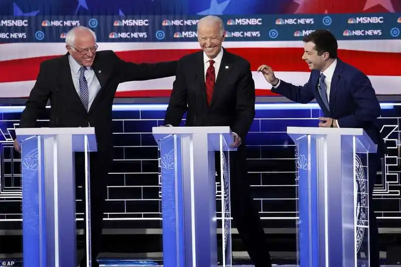 bernie sanders, joe biden e pete buttigieg 