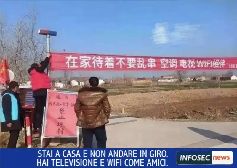 coronavirus   striscioni per strada in cina 2