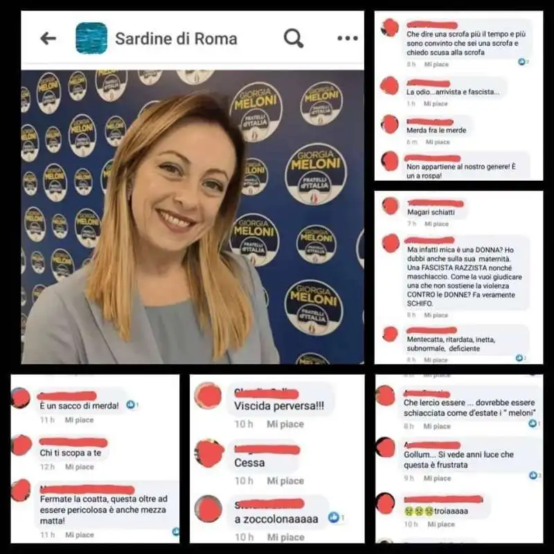 GIORGIA MELONI INSULTATA DALLE SARDINE