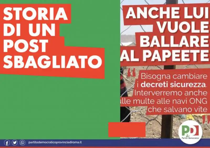 IL PD DEL LAZIO SI SCUSA PER IL POST CON IL BAMBINO RIFUGIATO CHE VUOLE BALLARE AL PAPEETE