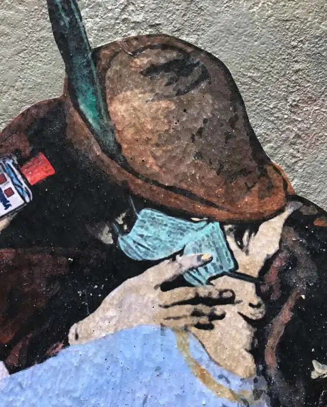 l’amore ai tempi del co..vid 19   il murale di tvboy sul coronavirus 3