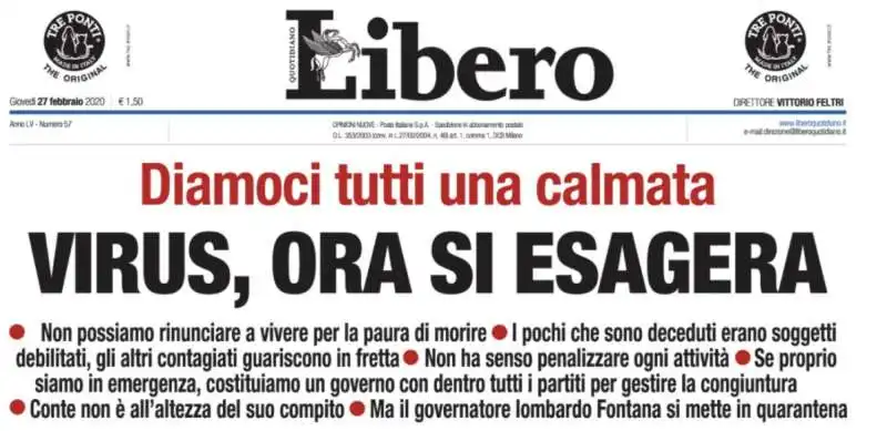 libero   titolo di giovedi' 27 febbraio