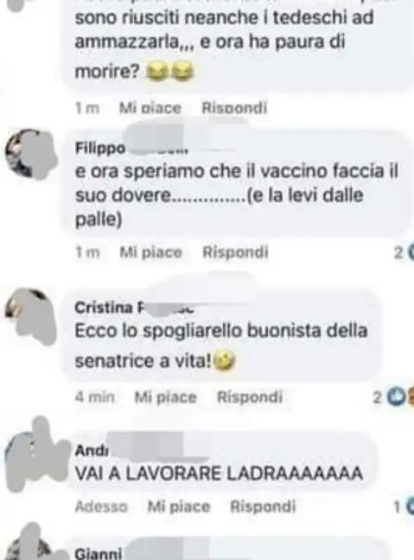 commenti sul vaccino a liliana segre