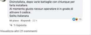 commenti sulla pagina facebook di immuni