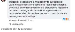 commenti sulla pagina facebook di immuni