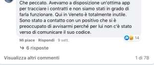 commenti sulla pagina facebook di immuni