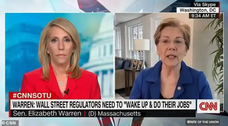 elizabeth warren ospite del programma state of the union sulla cnn