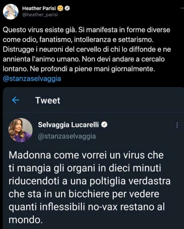 HEATHER PARISI VS SELVAGGIA LUCARELLI SU TWITTER