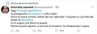 IL TWEET DI ANNA RITA LEONARDI CONTRO TRAVAGLIO RITWITTATO DA RENZI