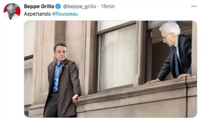 MARIO DRAGHI E SERGIO MATTARELLA - FOTOMONTAGGIO DI BEPPE GRILLO