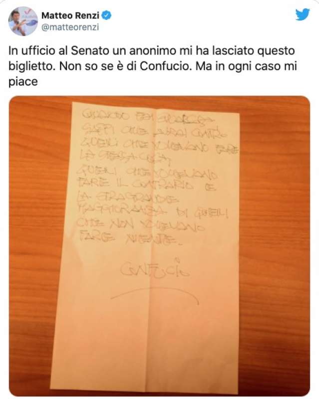 MATTEO RENZI E IL BIGLIETTINO ANONIMO