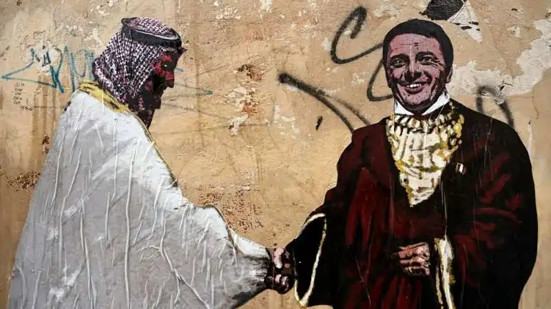 mohammed bin salman e matteo renzi   il murale a roma