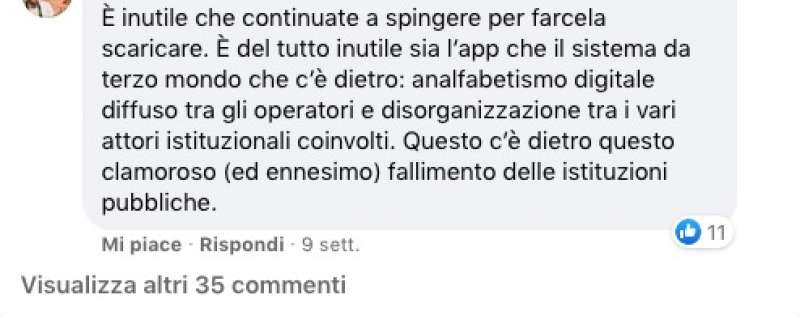 COMMENTI SULLA PAGINA FACEBOOK DI IMMUNI