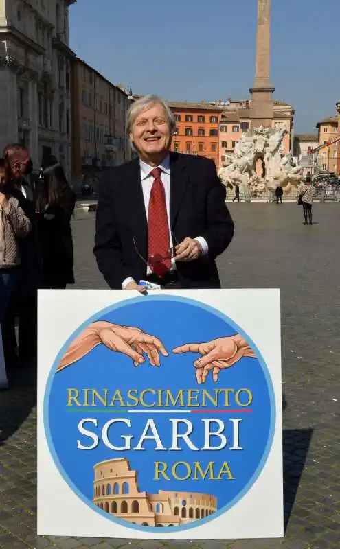 vittorio sgarbi con il simbolo di rinascimento roma  foto di bacco (2)