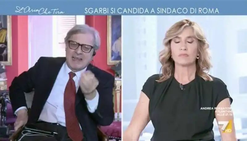 vittorio sgarbi myrta merlino   l'aria che tira 4