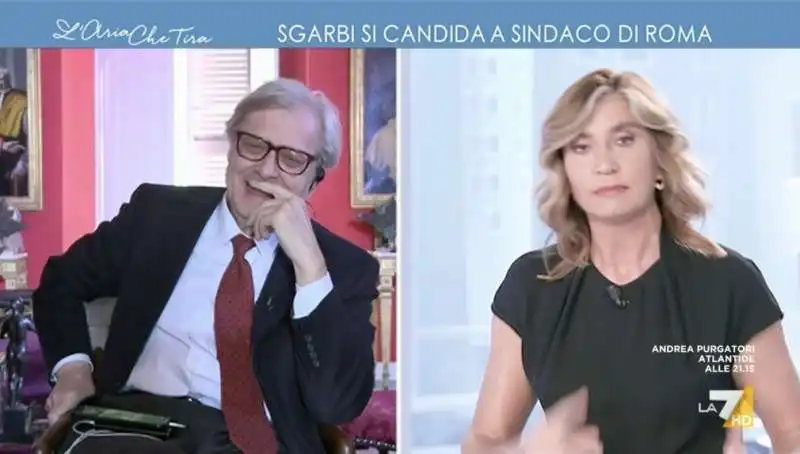 vittorio sgarbi myrta merlino   l'aria che tira 5