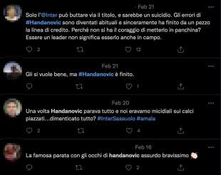 COMMENTI DEI TIFOSI INTER SU TWITTER CONTRO HANDANOVIC E LAUTARO