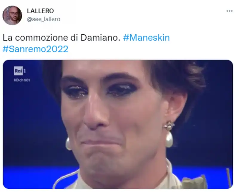 damiano dei maneskin si commuove a sanremo