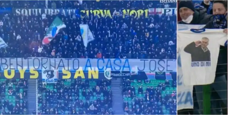 inter roma striscione per mou