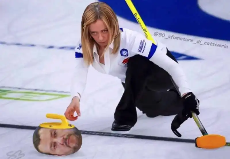 MEME GIORGIA MELONI MATTEO SALVINI CURLING