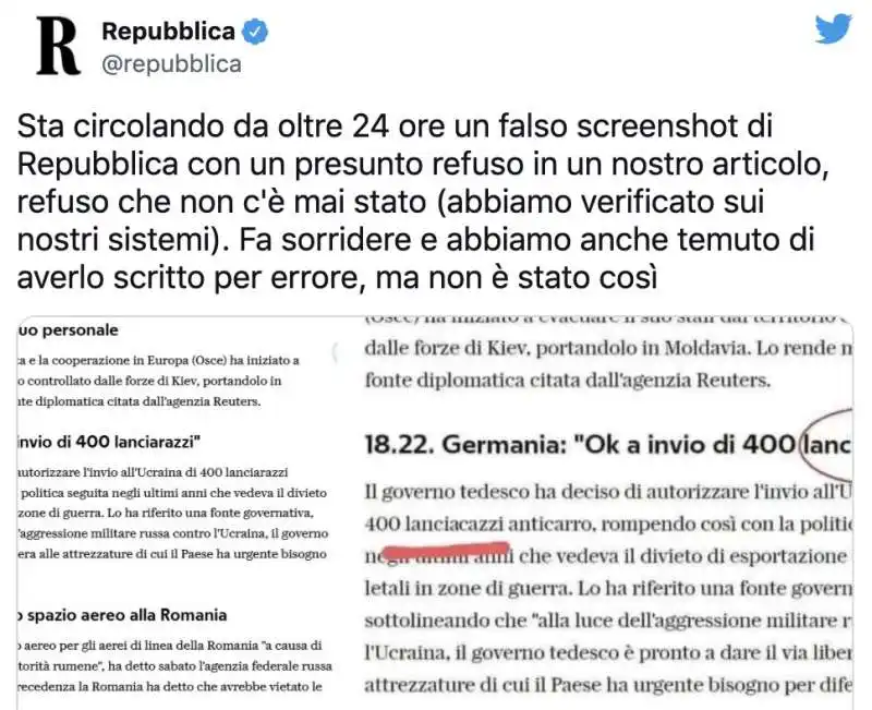 REPUBBLICA SMENTISCE IL REFUSO LANCIACAZZI