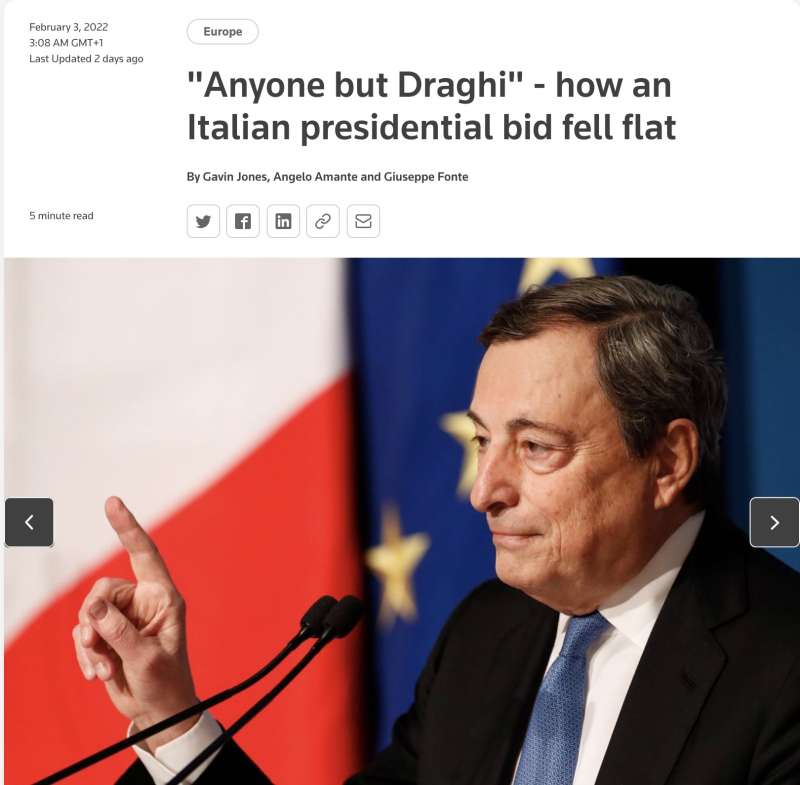 reuters articolo su draghi e il quirinale