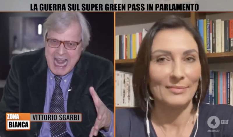 vittorio sgarbi vs alessia morani a zona bianca 2