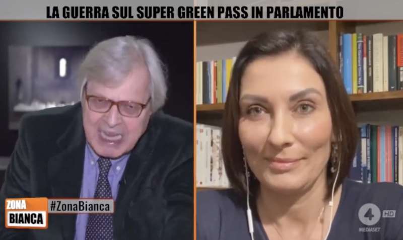 vittorio sgarbi vs alessia morani a zona bianca 3