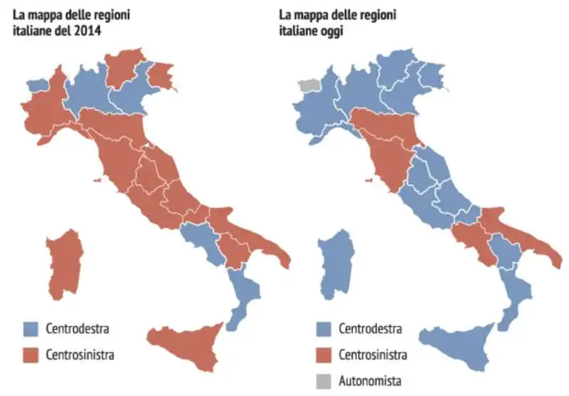 COME SONO CAMBIATI I GOVERNI DELLE REGIONI IN 9 ANNI